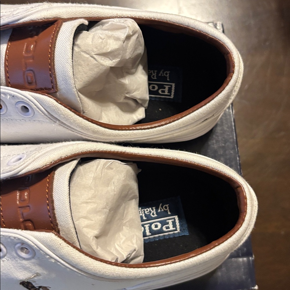 Polo by Ralph Lauren Men's Cream and Brown Sneakers size 8 - Picture 4 of 6